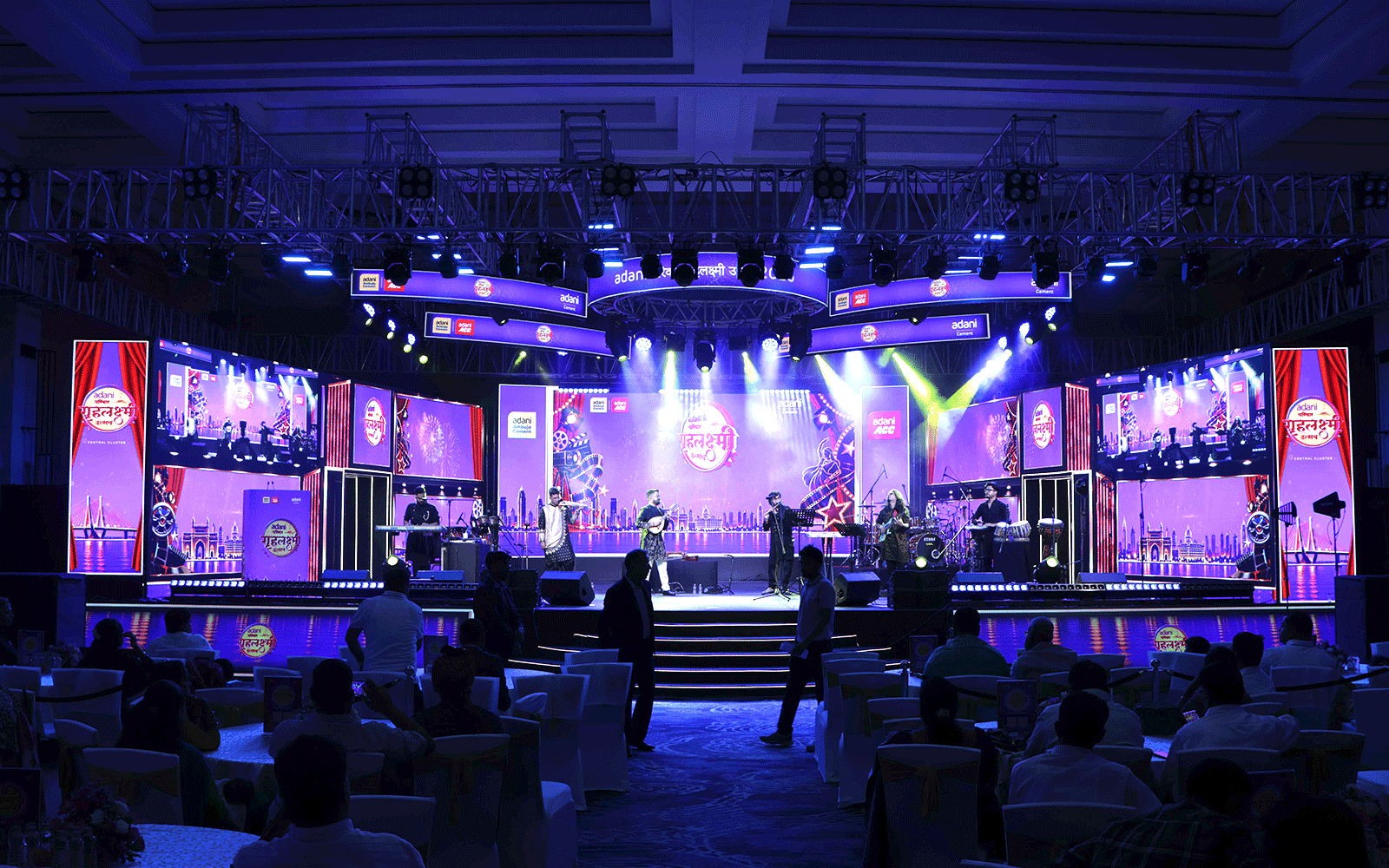 Concert stage with lights at Adani ADC