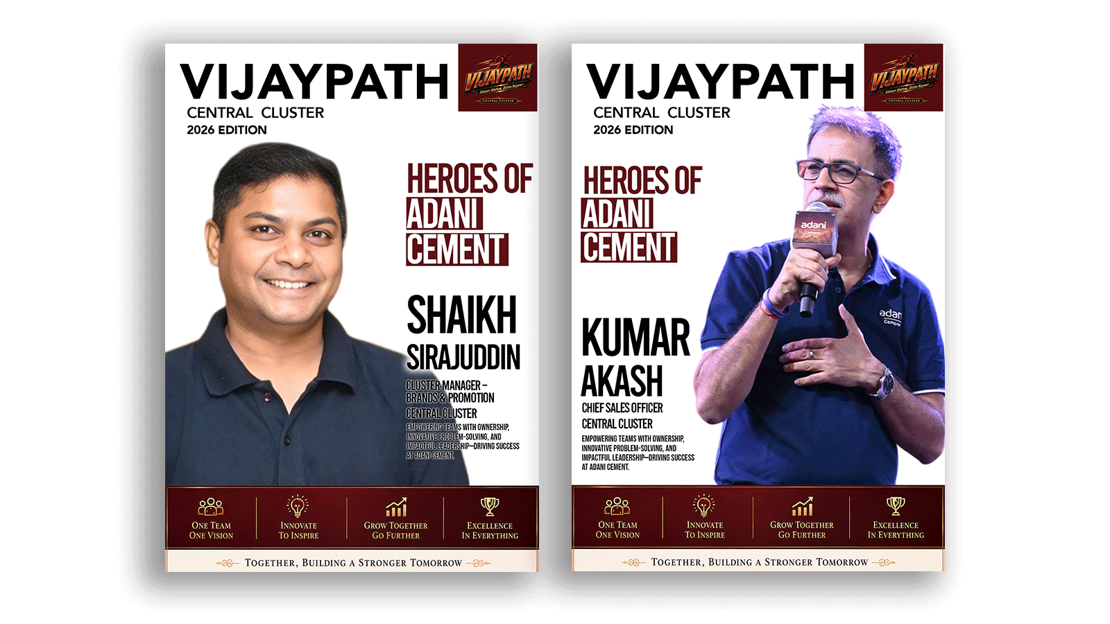 Two personalised Vijaypath magazine covers from the AI photobooth