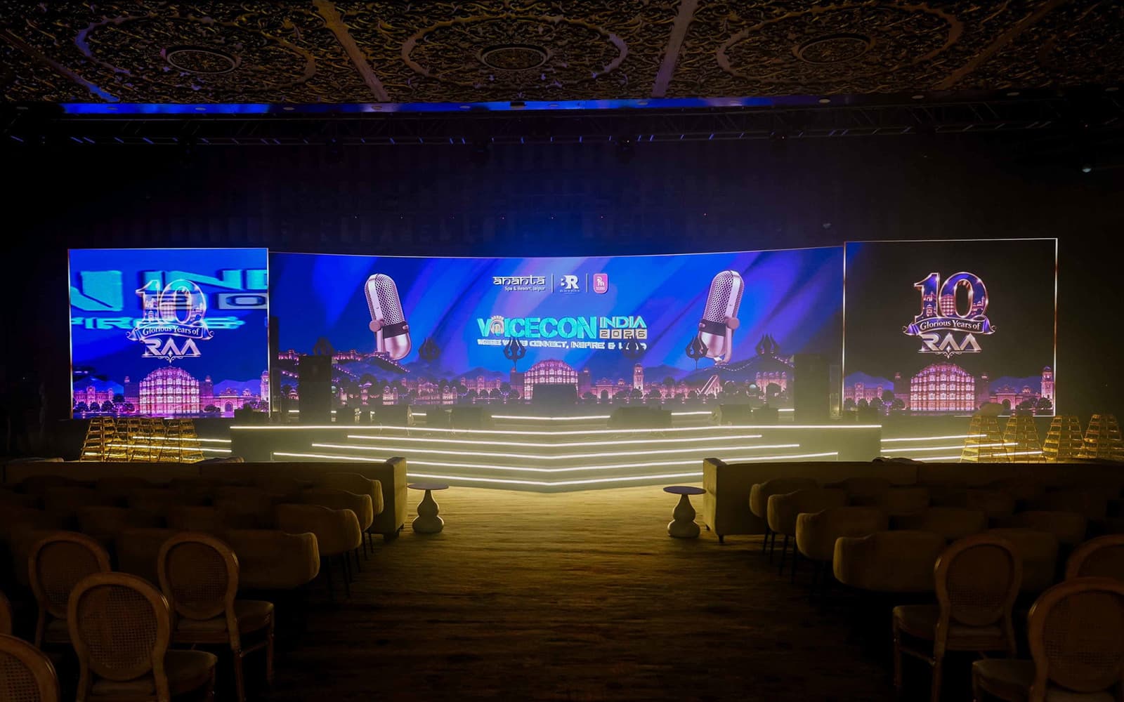 VoiceCon 2026 stage with LED screens